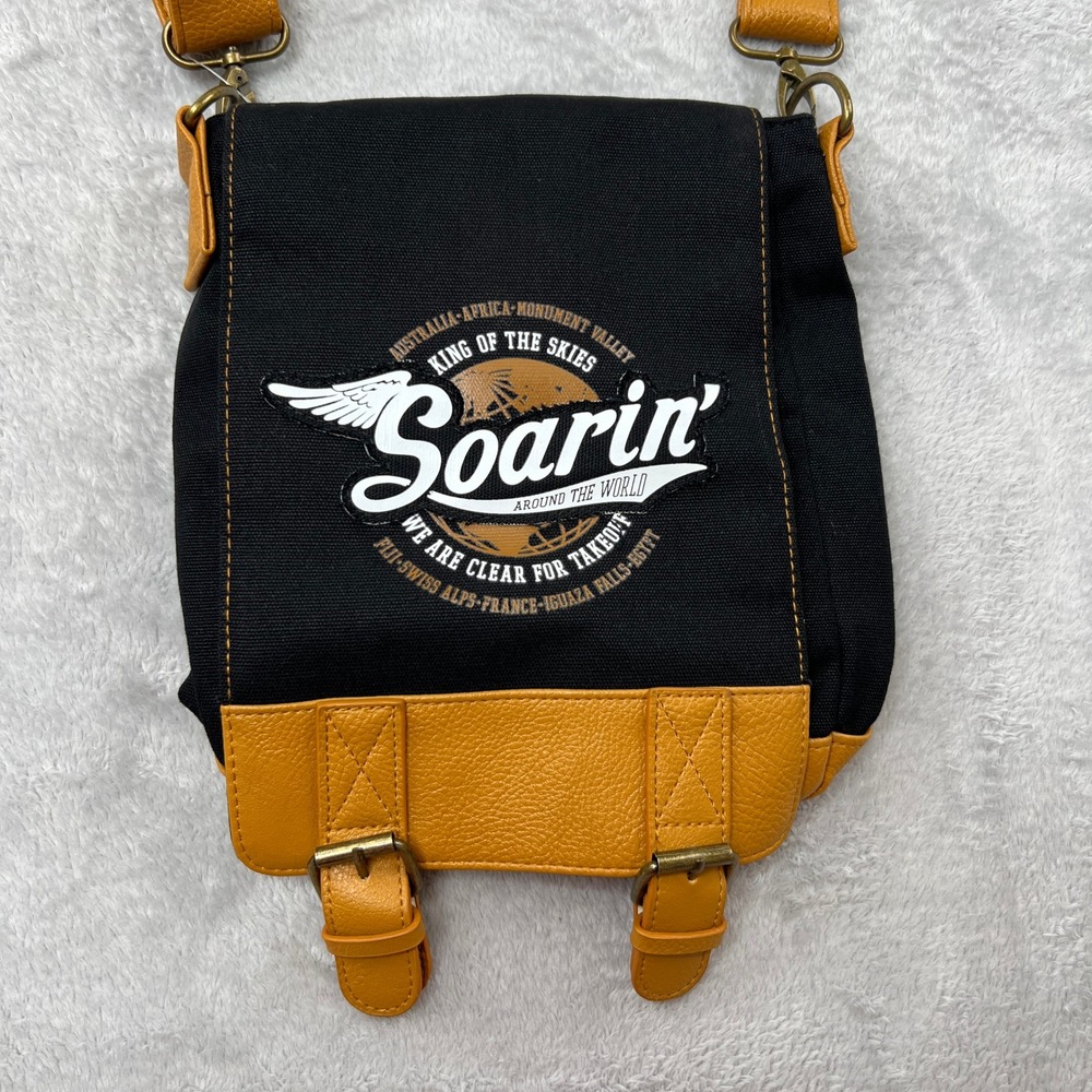 Disney Soarin Around The World Messenger Bag Size OS Black Tan Women Crossbody - Picture 2 of 12